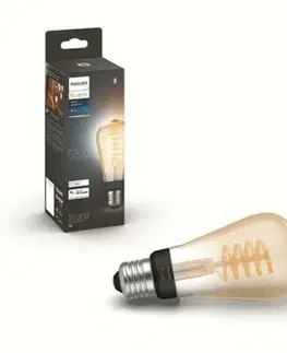LED žárovky PHILIPS HUE Hue Bluetooth LED White Ambiance filamentová žárovka Philips 8719514301467 E27 ST64 7W 550lm 2200-4500K černá, stmívatelná