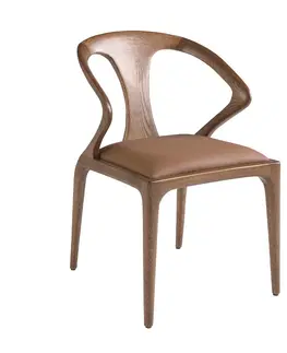 Luxusní jídelní židle Estila Luxusní designová jídelní židle Vita Naturale ze dřeva a ekokůže
