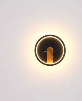 Nástěnná svítidla Globo LED nástěnné světlo Sussy s hodinami černá/dřevo