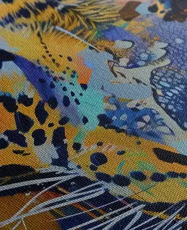 Obrazy lvi a tygři Obraz leopard s imitací malby