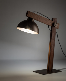 Lampičky Stolní lampa TK 5788 OSLO hnědá tmavé dřevo