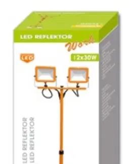 LED reflektory Ecolite LED reflektor stojan, 2x30W, 4000K, 4800lm, IP65, oranž RMLED-2x30W/STJ/ORA