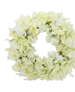 Květiny Umělý věnec Hortenzie bílá, pr. 24 cm
