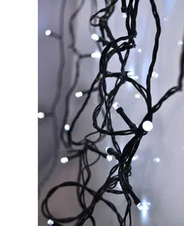 LED řetězy Solight LED venkovní vánoční řetěz, 50 LED, 5m, přívod 3m, 8 funkcí, časovač, IP44, studená bílá 1V110-W