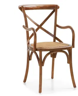 Luxusní jídelní židle Estila Masivní elegantní židle Star s opěrkami a čalouněním 90cm
