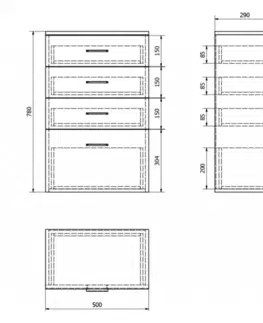 Koupelnový nábytek AQUALINE ZOJA/KERAMIA FRESH skříňka spodní 50x78x29cm, bílá, zásuvková 50308