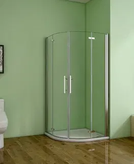 Sprchové vaničky H K Čtvrtkruhový sprchový kout MELODY S4 80 cm s dvoukřídlými dveřmi včetně sprchové vaničky z litého mramoru SE-MELODYS480/THOR-80Q