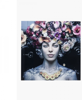Fotoobrazy KARE Design Skleněný obraz Flower Art Lady 80×80cm