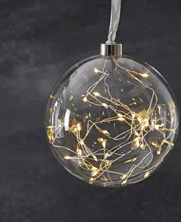 Vánoční osvětlení do oken STAR TRADING Glow LED dekorační koule ze skla, Ø 15 cm čirá