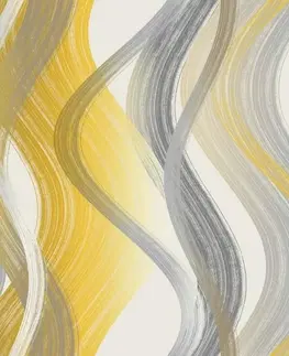 Závěsy Forbyt, Dekorační látka nebo závěs, Blackout Vlny 150 cm, žluté