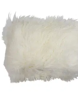 Dekorační polštáře Polštář bílá ovčí kůže kudrnatý dlouhý chlup Curly white - 35*50*10cm Mars & More QXHKTLW