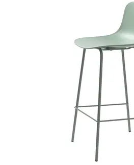 Barové židle Furniria Designová barová židle Jensen matná zelená