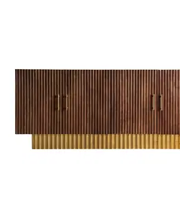 Designové komody Estila Luxusní art-deco komoda do ložnice Mesia z masivu na nožičkách ve zlaté barvě 183cm