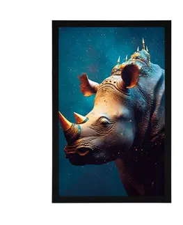Vládci živočišné říše Plakát modro-zlatý nosorožec