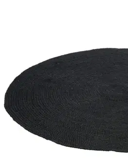 Koberce a koberečky Jutový černý koberec Blackin - Ø 150 cm J-Line by Jolipa 77391