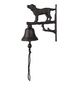 Obrazy Černo hnědý litinový nástěnný zvonek s pejskem - 8*15*20 cm Clayre & Eef 6Y4570