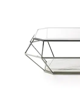 Designové a luxusní konferenční stolky Estila Moderní nadčasový konferenční stolek Adorno z kovu a skla geometrických tvarů 100cm