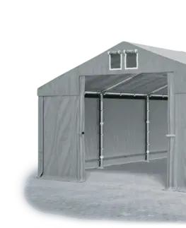 Zahrada Skladový stan 5x10x2,5m střecha PVC 560g/m2 boky PVC 500g/m2 konstrukce ZIMA PLUS Šedá Šedá Šedá