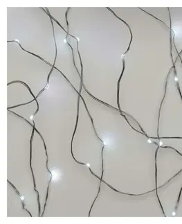 LED řetězy EMOS LED vánoční nano řetěz stříbrný, 10 m, venkovní i vnitřní, studená bílá, časovač D3AC01