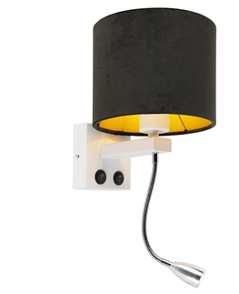 Nastenna svitidla Moderní nástěnná lampa bílá s odstínem sametově černá - Brescia