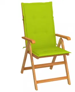 Zahradní židle Skládací zahradní židle s poduškami teak / látka Dekorhome Šedá kostka