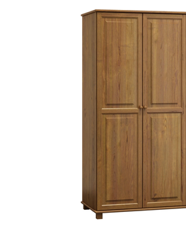 Šatní skříně Skříň 3D BHAGIRA 4, šíře 133 cm, masiv borovice, moření: dub