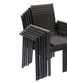 Zahradní židle a křesla Zahradní ratanové křeslo pevné CALVIN (šedé)