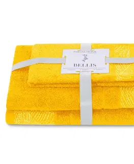 Ručníky AmeliaHome Sada 3 ks ručníků BELLIS klasický styl žlutá, velikost 30x50+50x90+70x130