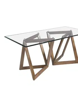 Designové a luxusní jídelní stoly Estila Elegantní jídelní stůl Vita Naturale v moderním italském stylu z tvrzeného skla s nohama z masivního jasanového dřeva 180cm