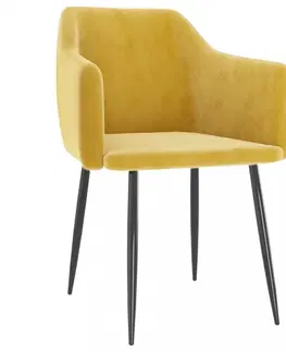 Židle Jídelní židle 2 ks samet / kov Dekorhome Krémová