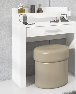 Postele Toaletní stolek MOLTENO, bílá/bílý lesk, 5 let záruka