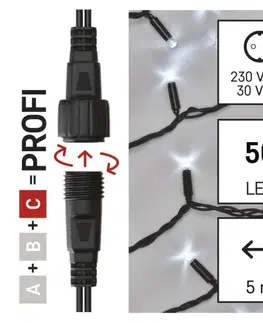 LED řetězy EMOS Profi LED spojovací řetěz černý, 5 m, venkovní i vnitřní, studená bílá D2AC01