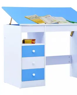 Dětské stoly a židle Dětský psací stůl náklopný Dekorhome Modrá