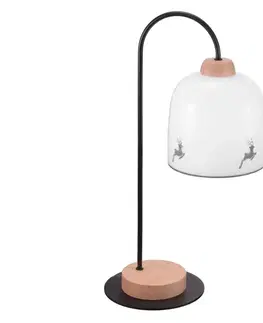 Lampy Kolarz Kolarz A1352.71.Gr.100 - Stolní lampa NONNA 1xE27/60W/230V jeleni dub/bílá/šedá 