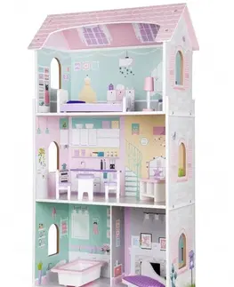 Hračky Dřevěný domeček pro panenky + nábytek High Berry rezidence ECOTOYS