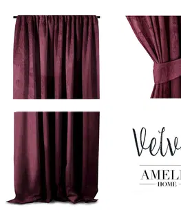 Záclony Závěs AmeliaHome Velvet 140x270 cm burgundy, velikost 140x270