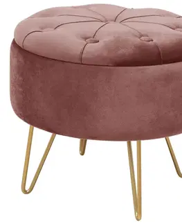 Taburety Ak furniture Taburet ROCA samet růžový