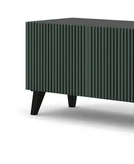 TV stolky ARTBm TV stolek RAVENNA F 4D 200 | černá matná / zelená Provedení: Černý mat / zelená / zlatá kovová podnož