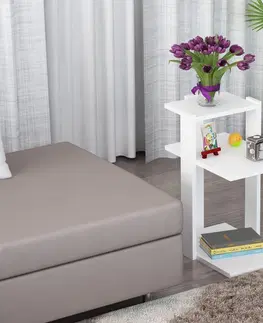 Stolky do obývacího pokoje Kalune Design Odkládací stolek Teras bílý