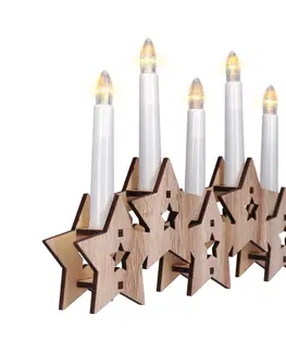 Vánoční dekorace Solight Dřevěný svícen Hvězdy s 5 LED svícemi, teplá bílá