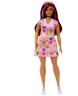 Hračky panenky MATTEL - Barbie modelka - šaty se sladkými srdíčky