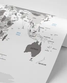 Tapety mapy Tapeta černobílá mapa s modrým kontrastem