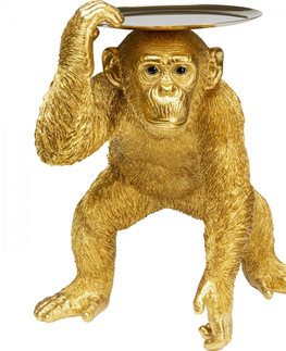 Sošky exotických zvířat KARE Design Soška Šimpanz s podnosem - zlatá, 52cm