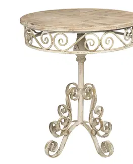 Konferenční stolky Vintage kovový stůl s dřevěnou deskou - Ø 64*73 cm Clayre & Eef 50417