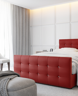 Postele Čalouněná postel HOBIT MAD 140x200 cm, červená