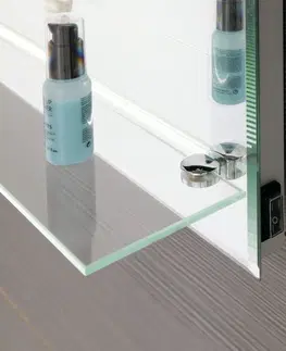 Koupelnová zrcadla AQUALINE Zrcadlo s LED osvětlením a policí 50x80cm, kolébkový vypínač ATH52