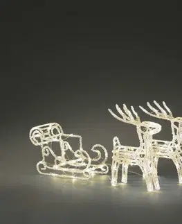 Venkovní dekorace Exihand Sáně s jeleny 6192-103, 84+12 flash teplých bílých LED, 42 x 70 cm