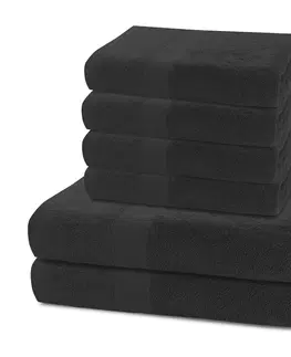 Ručníky DecoKing Sada ručníků a osušek Marina černá, 4 ks 50 x 100 cm, 2 ks 70 x 140 cm