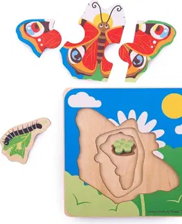 Dřevěné hračky Bigjigs Toys Vkládací puzzle s motýlem HERBA