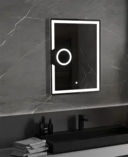 Koupelnová zrcadla MEXEN Onyx zrcadlo s osvětlením s kosmetickým zrcátkem 60 x 80 cm, LED 600 9813-060-080-611-00